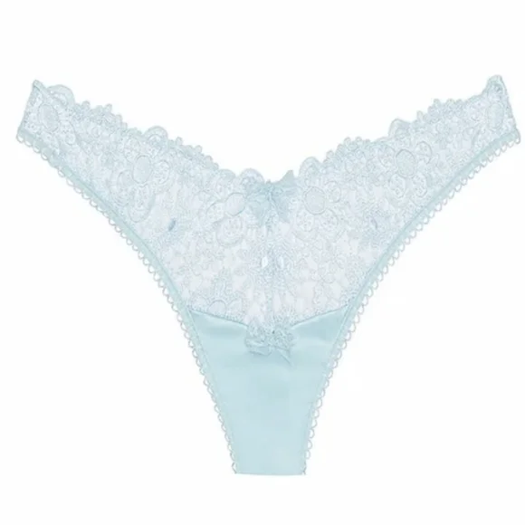 FOR LOVE & LEMONS Blue SET Flower Bustier & Thong Panty